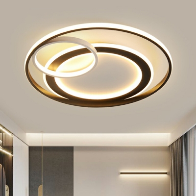 Black Circle LED Flush Mount Lamp Simple Style Aluminum Flush Mount Ceiling Lighting Fixture