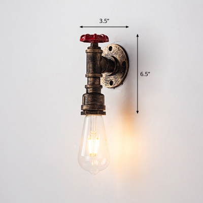 Bronze Pipe Wall Lamp Fixture Industrial-Style Wrought Iron Restaurant Wall Sconce