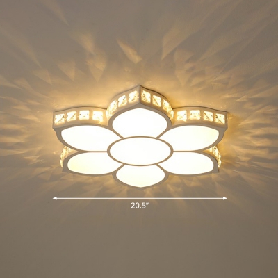 Clear Crystal Flower Ceiling Lamp Contemporary LED Flush Mount Light with Acrylic Shade for Bedroom