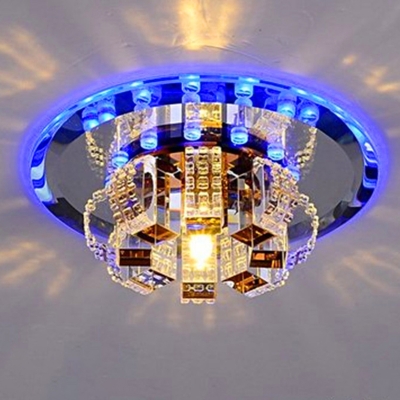 Clear Floral Flush Ceiling Light Minimalist Crystal LED Flush Mount Lighting for Aisle