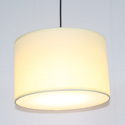 Cylinder Fabric Ceiling Hang Lamp Retro 1-Light Dining Room Pendant Light Fixture