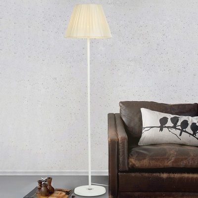 Empire Shade Floor Lamp Simple Pleated Fabric 1 Bulb Living Room Standing Floor Light
