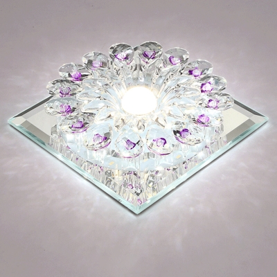 Flower Porch Ceiling Mounted Lamp Clear Crystal Modernist LED Flushmount Lighting