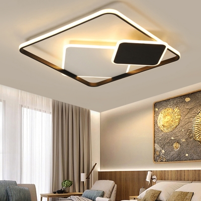 Geometric Bedroom Flush Mount Lighting Acrylic Minimalist LED Flush Mount in Black and White