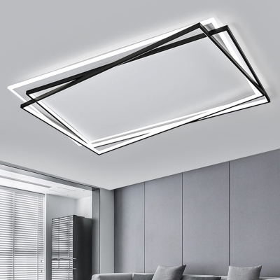 Geometrical Flush Light Modern Style Acrylic Bedroom LED Flush Ceiling Light in Black and White