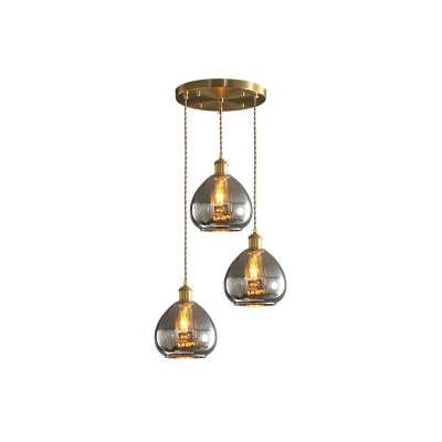 Glass Tapered Hanging Light Nordic Style 3 Bulbs Multi Light Pendant for Dining Room