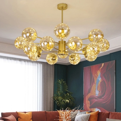 Globe Shade Living Room Chandelier Light Glass Simplicity LED Pendant Light Fixture