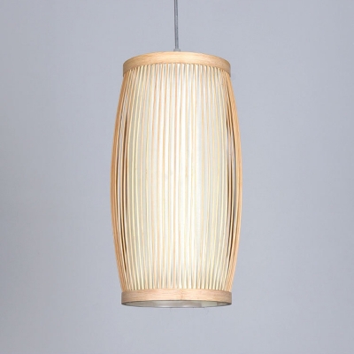 Handwoven Restaurant Suspension Light Bamboo 1-Light Simplicity Pendant Light Fixture in Wood