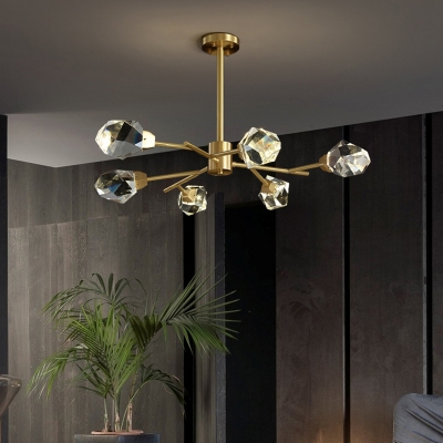K9 Crystal Gemstone LED Chandelier Postmodern Gold Finish Ceiling Suspension Lamp