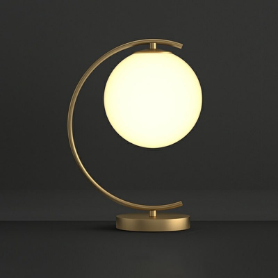 Minimalist Globe Shade LED Table Lamp Glass Living Room Nightstand Lighting in Gold