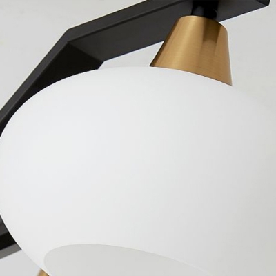 Oval Milk Glass Island Lighting Minimalistic Restaurant Pendant Lamp in Black-Brass