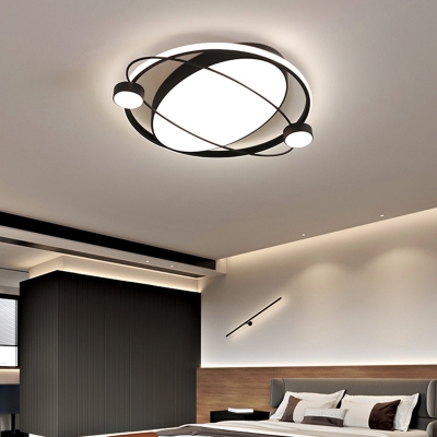 Planet Orbit LED Flush Mount Light Simplicity Metallic Bedroom Flush Mount Ceiling Light