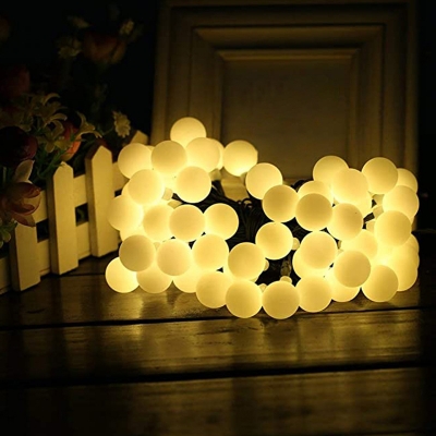 Plastic Orb Shade Solar String Lamp Art Decor White LED Fairy Lighting for Courtyard