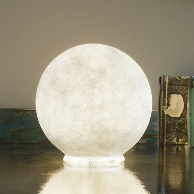 Simplicity Ball Shade Nightstand Lamp Resin Single Study Room Moon Table Lighting in White