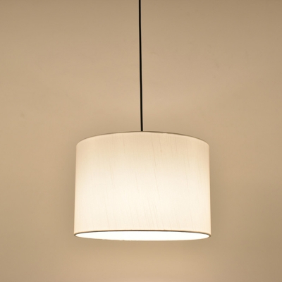 Simplicity Drum Hanging Pendant Light 1-Bulb Fabric Pendulum Light for Restaurant