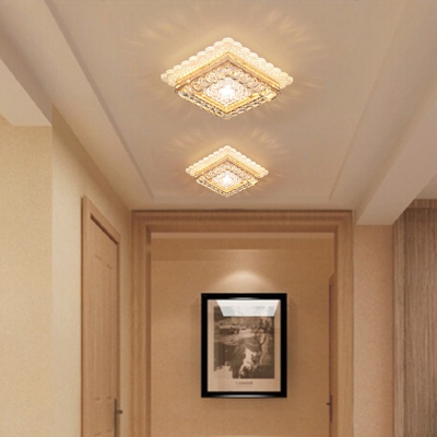 Small Flush Mount Lamp Simplicity Crystal Clear LED Ceiling Flush Light for Entryway
