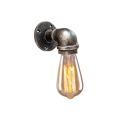 Vintage Water Pipe Wall Light Fixture Single-Bulb Iron Wall Mounted Lamp for Corridor