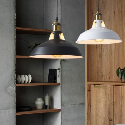 1-Light Barn Pendant Ceiling Light Industrial Iron Suspension Lamp with Vent for Restaurant