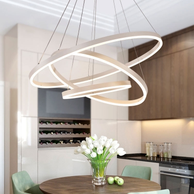 Acrylic Layered Loop Chandelier Pendant Light Contemporary LED Hanging Light for Living Room