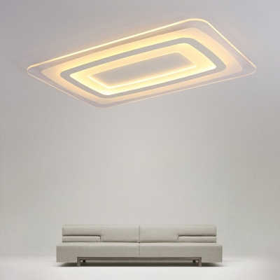 Acrylic Rectangle Flush Mount Ceiling Fixture Simple White LED Flush Light for Living Room