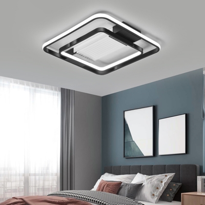 Acrylic Square Flush Lighting Modern Style LED Flush Ceiling Light Fixture in Black