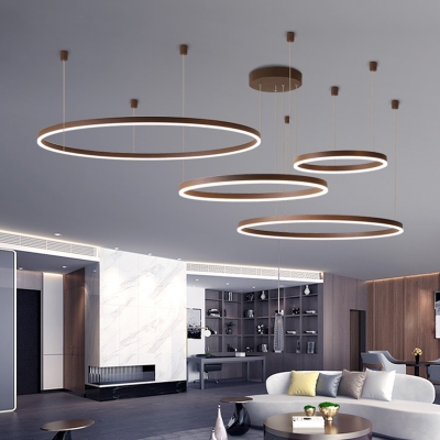 Acrylic Tiered Hoop Chandelier Lighting Minimalist LED Pendant Light for Living Room