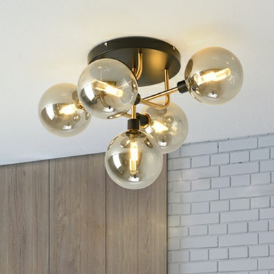 Ball Flush Mounted Lamp Nordic Glass Living Room Semi-Flush Ceiling Light Fixture