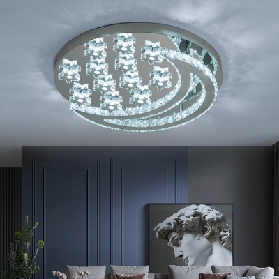 Clear Crystal Moon and Star Ceiling Light Nordic Stainless Steel LED Semi Flush Light Fixture
