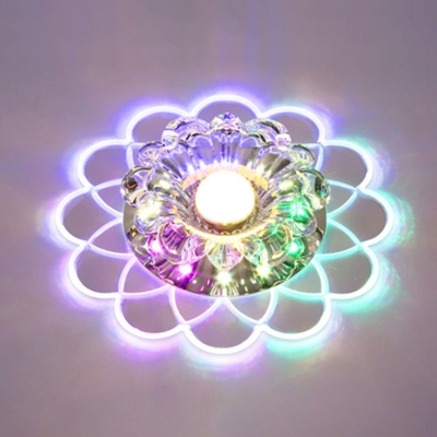 Corridor Ceiling Flush Mount Lamp Modern LED Flush Light with Flower Clear Crystal Shade