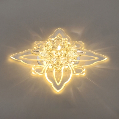 Crystal Flower LED Flush Mount Spotlight Contemporary Clear Ceiling Mount Lamp for Aisle