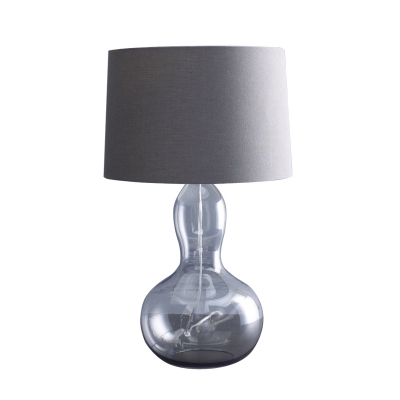 Glass Gourd Shaped Table Lighting Contemporary Single Nightstand Lamp with Drum Fabric Shade
