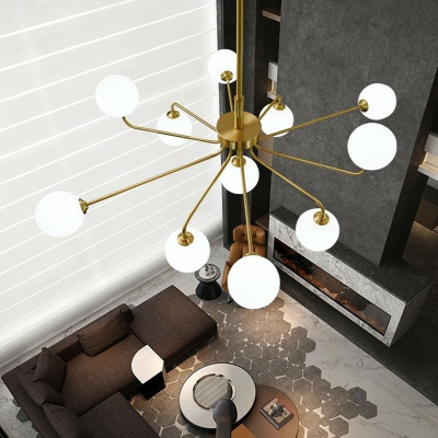 Globe Chandelier Pendant Light Contemporary Handblown Glass Living Room LED Hanging Light