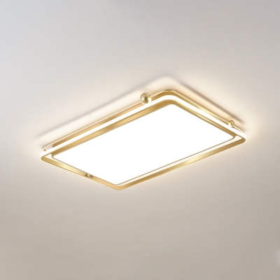 Gold Rectangular Flush Ceiling Light Contemporary Acrylic LED Flush Mount Lighting Fixture