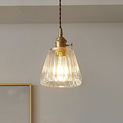Industrial Tapered Ceiling Light Single Clear Glass Hanging Pendant Light for Restaurant