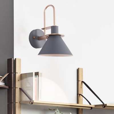 Macaron Horn Shaped Wall Lamp Fixture Metal 1-Bulb Bedroom Wall Mounted Reading Light