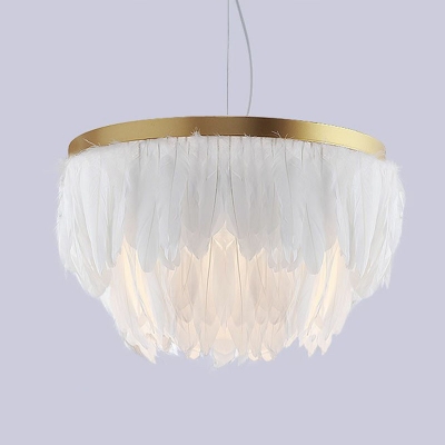 Minimalist Tiered Ceiling Lighting Feather Single Living Room Chandelier Light Fixture