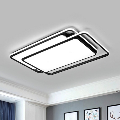 Minimalistic Geometric Flush Mount Fixture Acrylic Living Room LED Ceiling Mount Light in Black