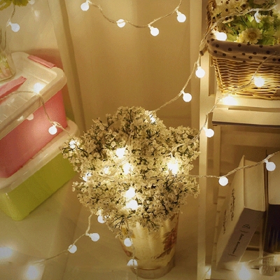 Modern Ball Shape LED Fairy Light Living Room Battery Powered String Lighting in White