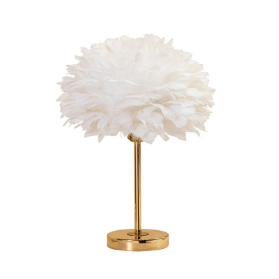 Modern Style Floral Nightstand Light Swan Feather 1-Light Bedroom Table Lighting