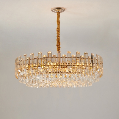 Modern Stylish Pendant Lighting Circular Ceiling Chandelier with Prismatic Crystal Shade