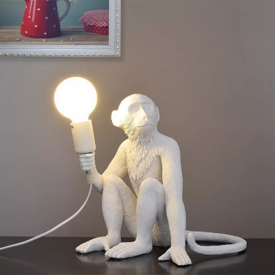 Monkey Night Table Light Decorative Resin 1-Bulb Childrens Room Nightstand Light