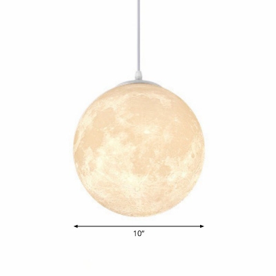 Moon LED Hanging Light Fixture Modern PLA White Ceiling Suspension Lamp in White
