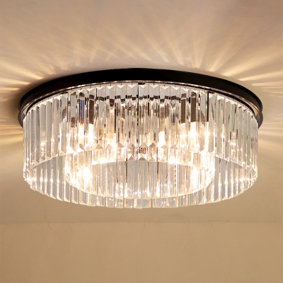 Multi-Layer Flush Mount Light Postmodern Crystal Rod Ceiling Lamp for Living Room