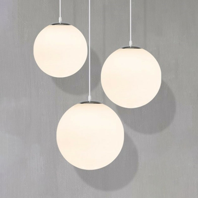 Nordic Spherical Pendant Light Fixture White Glass 1-Bulb Restaurant Hanging Ceiling Light