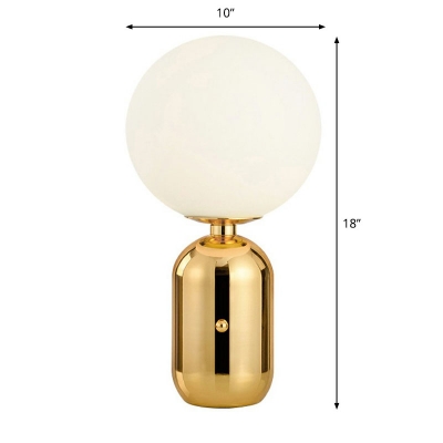 Nordic Style Ball Shade Nightstand Lamp Cream Glass Single-Bulb Bedside Table Lighting