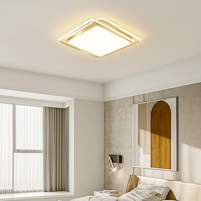 Nordic Style Rectangular LED Flush Mount Light Acrylic Living Room Flush Mount Ceiling Light in Gold