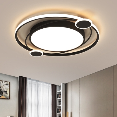 Planet Orbit Bedroom Flush Light Acrylic Modern Style LED Flush Ceiling Light in Black