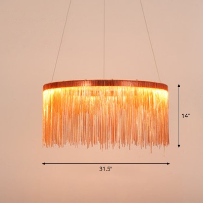 Postmodern Tassel Chain Pendant Chandelier Metal Living Room LED Circle Hanging Lamp