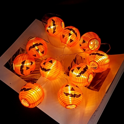 Pumpkin Lantern Solar String Light Contemporary Plastic Courtyard LED Fairy Lighting in Orange