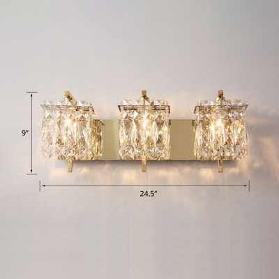 Rectangular Beveled-Cut Crystal Sconce Light Contemporary Wall Mount Lighting for Bedroom